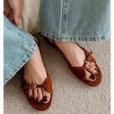 Breakj With Flat-Soled Sandals Women Summer Wear A Niche Design Toe Holiday Leisure Roman Cool