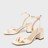 Breakj Women's High-Heeled Shoes Three-Dimensional Bow Bow Head Thick With Spring And Summer Fashion Night Party Wedding Campus Apricot