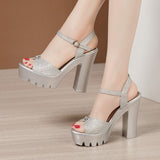 Super High Heel Sandals Women's 2023 Summer Thick Heels Waterproof Platform Muffin Thick Soles Non-Slip Model Cheongsam Walking