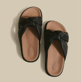 designer cross band leather knot slippers women mixed color platform sandals thick bottom summer beach slides woman