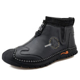 o'clock New Arrivals Men Ankle Boots Autumn Breathable Slip-on Shoes Winter Plush Casual Botas De Hombre Trend Large
