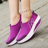 Women's Shoes Casual Fashion Shoes Walking Platform Height Increasing Women Loafers Breathable Air Mesh Swing Wedges