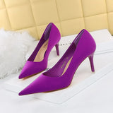 Breakj Korean Version Of Fashion Pedicure Delicate Show Thin High Heels Ultra High Heel Silk Shallow Pointed Single