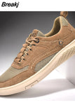 Men Shoes fashion Genuine Leather Loafers Breathable Autumn lace up comfortable Mesh Casual Shoes Outdoor Men Sneakers