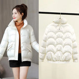 Women Winter Jacket Thick Stand Collar Warm Short Parkas Women Winter Coat Elegant Shiny Cotton Padded Jackets