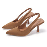 Size High Heel Sandals Baotou Back Empty Rear Trip New Shallow Pointed Single Heel
