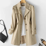 New Autumn Women Khaki Long Trench Coat Casual Female Streetwear Slim Fit Korean Style Windbreaker Single Breasted