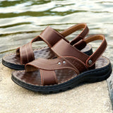 Sandals Men's Summer New Men's Casual Beach Shoes Leather Fashion Breathable Slippers Thick-soled Shoes Tide Man