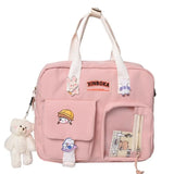 Women's backpack nylon Multifunction Backpacks for women Kawaii badge School backpack for girls Cute Shoulder bag Women's