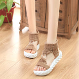 Breakj Large Number Of Women In Sandals Summer Student Shoes Polyamine Knitted Wool Women's