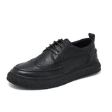 Breakj And Autumn New Leather Shoes Men Korean Version Of The Trend Rock Carved Men's Shoes Versatile Casual Formal Single Shoes