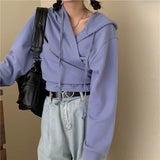 Autumn Loose Short Zip-Up Hoodies Women Sweatshirt Casual Solid Slim Hoodie Hooded Pullover Harajuku Hoodie Lady