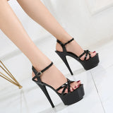 Breakj Knot Show Artifact Model High Heels Heel Sexy Black Waterproof Platform 15Cm Hate Heaven
