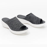 Women Slippers Casual Mesh Open Toe Wedge Slip-On Platform Solid Color Ladies Slides Soft Beach Shoes for Women 2021