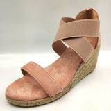 Wedges Sandal Leopard Cross Tie Snakeskin Ladies Open Toe Zipper Female Beach Soft Shoes Hemp Bottom Summer New Plus