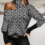 Sexy Off Shoulder Long Sleeve Tee Shirt Round Neck Spring Autumn Lady Hot Deals Tops Fashion Love Printing Women Clothing