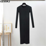 Winter long Sweater dress women solid bodycon Thick dress Female Jumper O-neck slim basic knit dress Long