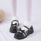 women's shoes bow Merlot Japanese Lolita shoes lace girl round head Lolita single shoes cute shoes kawaii zapatilla