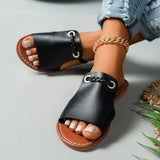 Breakj 2025 Summer New Slippers Women Solid Color Weaving Simple Daily Beach