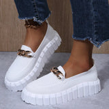 Women's Chain Loafer Flats For Women Round Toe Slip On Mesh Sneaker Casual Shoes Fabric Flats Breathable Comfy Walking