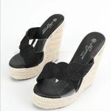 Breakj Sexy New Straw Woven Simple Hate Sky High Slope With Waterproof Platform Model