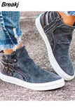 Canvas Shoes 2023 Autumn High Top Belt Buckle Women Casual Loafers Flats Plus Size Zipper Denim Women Shoes Zapatos