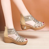 New Fashion Wedge Sandals Women Summer Shoes Elegant Ladies Rome Sandals Female Sandalias Black Wedge