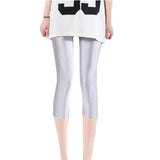 Summer Fluorescent Shiny Leggings Women Spandex Shinny Pant Elasticity Casual Trousers High Waist