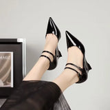 Spring / Summer Runway Show New Wedge Pointed Red High-Heeled Shoes Female Patent Leather Sexy Baotou Personality Sandals