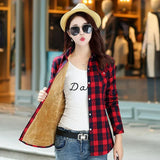 Winter New Arrivals Warm Women Plus Velvet Thicke Plaid Shirt Style Coat Jacket Woman Casual Tops Clothes Female