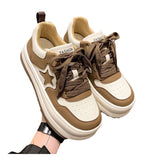 And White Star Thick-Soled Toe Shoes Wide-Headed Women's 2023 New High-Looking Fashionable Korean Version Of Shoes Sports Small White