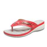 Breakj New Sandals Women Metal Buckle Beach Net Red Flipper Women Summer Slope And Large Size Women