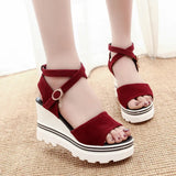 Summer New Slope Heel Rhinestone Word Sandal Women's Waterproof Platform With Platform Platform Women's