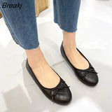 women flat Shoes Bow-Knot Single Shoes Spring Autumn Comfortable Sole Splicing Leather Shoes Plus Size
