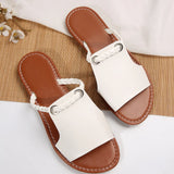 Breakj 2025 Summer New Slippers Women Solid Color Weaving Simple Daily Beach Slippers