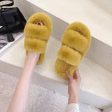 Breakj Autumn And Winter New Plush Slippers Women Home Warm Cotton Slippers Casual Fashion Wearing Hair Slippers