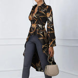 Oversize ZANZEA Fashion Women Asymmetrical Shirts 2022 Spring Autumn Printed Puff Sleeve Tops Casual Office Lady High Low