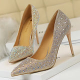 Shoes Rhinestone Woman Pumps Fashion Wedding Shoes Women Basic Pump Stiletto Heels 10cm 7cm Heeled Shoes High