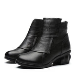 Chinese Shoes Short Blue Women Ankle Boots Medium Heel2021Fur Round Toe Chunky Cheap Waterproof Winter Fashion New