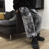 Elastic Waistband Loose Harem Embroidery Tie Dye Contrast Jogger Pant Women Man Streetwear Korean Harajuku Punk Hip