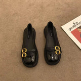 Breakj New Summer Retro British Wind Small Leather Shoes With A Foot Pedal French Single Shoes Mary Jane Women's