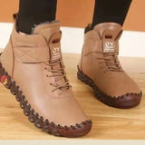 Fur Thick Boots Women's Short Leather Boots Ladies Furry Orthopedic Shoes Woman Winter Waterproof Snow Boot Botas
