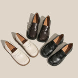 Breakj New Thick Heel British Style Retro Shallow Single Shoes Platform Lazy Loafers Women Korean Version Of Small Leather Shoes