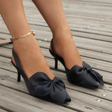 Breakj Heel Sandals Women 2024 Summer Pointed Fashion Bow Baotou Back Empty Thin Heel Fashion Women's