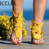 Women's Retro Sandals Gladiator Ladies Clip Toe Vintage Boots Casual Tassel Rome Fashion Summer Woman Shoes Female 2020