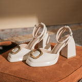 Baotou Mary Jane Single Shoe Sandals High Heels 2023 Summer New Niche Design Model Of Versatile