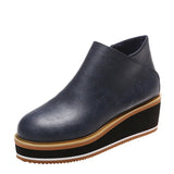 Women's Autumn Boots Round Toe Comfortable Platform Shoes Non-Slip Casual Lady Ankle Boots Side Zip Retro Female Mujer