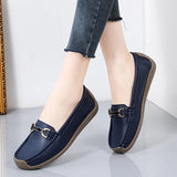 Size 44 Women Flats Genuine Leather Slip on Women's Loafers Spring and Autumn Moccasins Mother Shoes Casual Shoes for