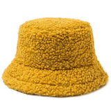 Hat Solid Artificial Fur Warm Female Cap Faux Fur Winter Bucket Hat for Women Outdoor Sunscreen Sun Hat Panama Cap