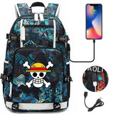 Anime ONE PIECE Schoolbag USB Charge backpack plugged into the headset cord backpack for boys and girl men women travel